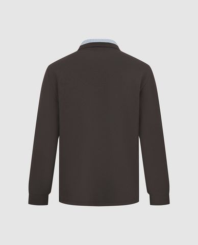  URBAN REVIVO - Áo polo nam cổ bẻ tay dài cổ điển 