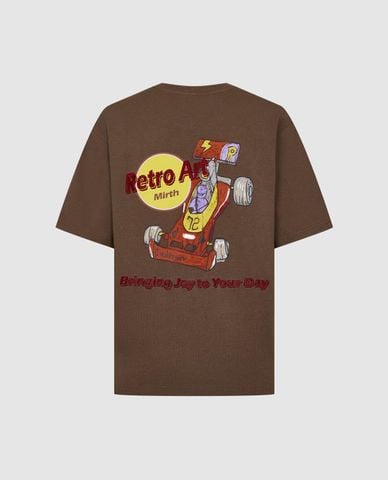  URBAN REVIVO - Áo thun nam cổ tròn tay ngắn họa tiết retro 