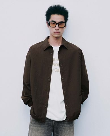  URBAN REVIVO - Áo khoác sơ mi nam tay dài nút bấm 