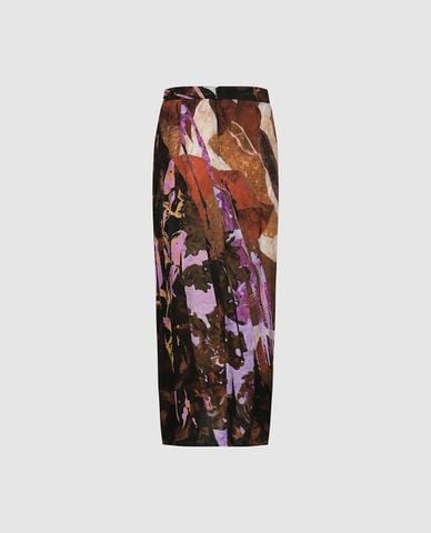  URBAN REVIVO - Chân váy midi phom ôm họa tiết trừu tượng 
