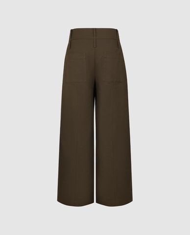  URBAN REVIVO - Quần nữ ống rộng lưng cao phối nút 