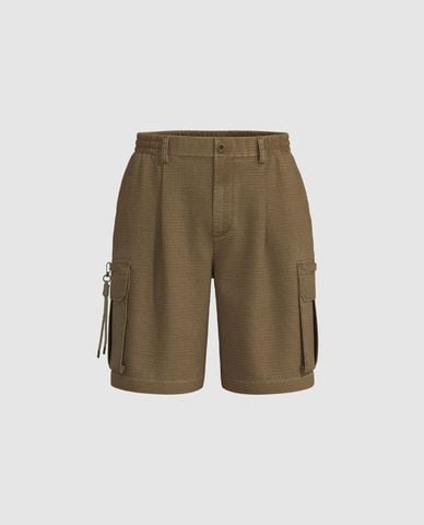 URBAN REVIVO - Quần short nam ngang gối phối túi hộp Leisure 