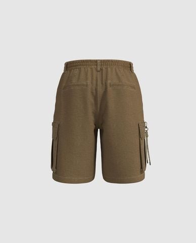  URBAN REVIVO - Quần short nam ngang gối phối túi hộp Leisure 