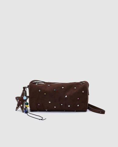  URBAN REVIVO - Túi đeo vai nữ phom chữ nhật đính đá 