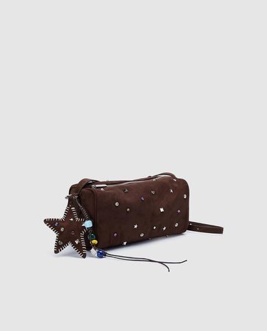  URBAN REVIVO - Túi đeo vai nữ phom chữ nhật đính đá 