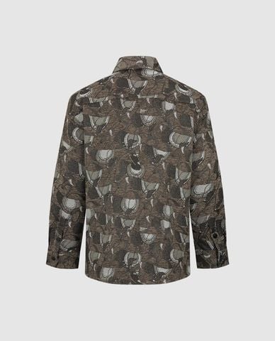  URBAN REVIVO - Áo sơ mi nam cổ bẻ tay ngắn in họa tiết 