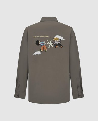  URBAN REVIVO - Áo sơ mi nam cổ bẻ tay dài thêu họa tiết 