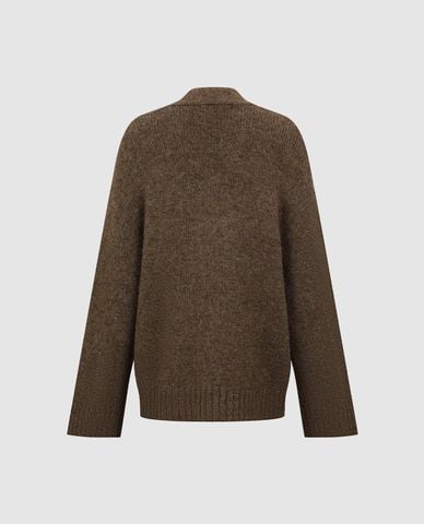  URBAN REVIVO - Áo khoác cardigan nữ cổ V tay dài đính đá 