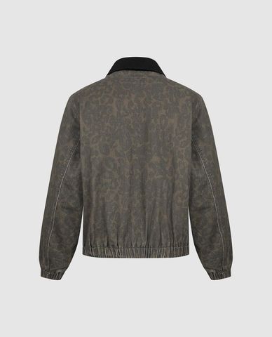  URBAN REVIVO - Áo khoác bomber nam họa tiết da báo 