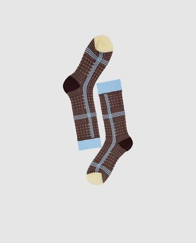  URBAN REVIVO - Vớ nữ cổ cao họa tiết caro 