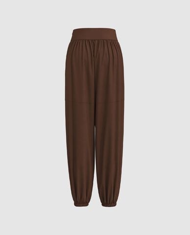  URBAN REVIVO - Quần jogger nữ lưng thun bản lớn hiện đại 