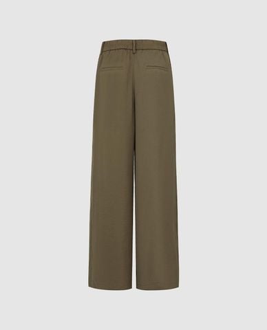  URBAN REVIVO - Quần nữ ống rộng xếp ly tối giản 