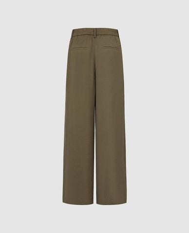  URBAN REVIVO - Quần nữ ống rộng xếp ly tối giản 