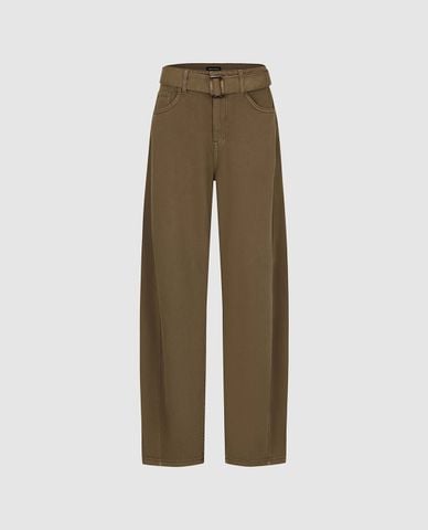  URBAN REVIVO - Quần jeans nữ ống đứng kèm thắt lưng 