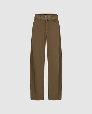  URBAN REVIVO - Quần jeans nữ ống đứng kèm thắt lưng 