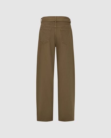  URBAN REVIVO - Quần jeans nữ ống đứng kèm thắt lưng 