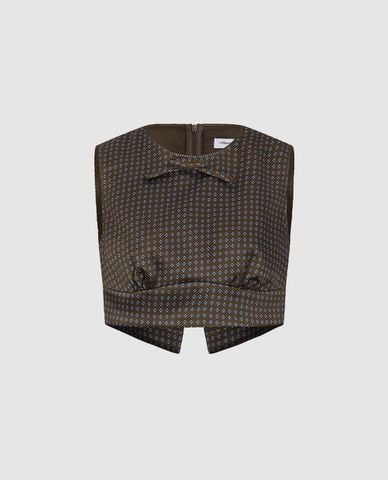  URBAN REVIVO - Áo sát nách nữ phom croptop phối nơ 