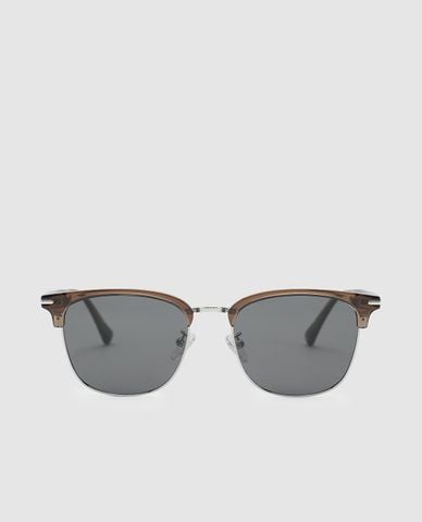  URBAN REVIVO - Kính mát nam gọng tròn nửa viền 