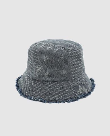  URBAN REVIVO - Nón bucket unisex denim wash rách 