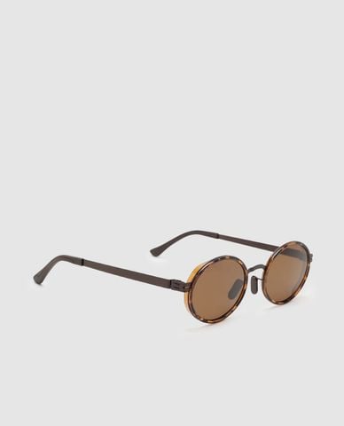  URBAN REVIVO - Kính mát nữ gọng tròn phối họa tiết 