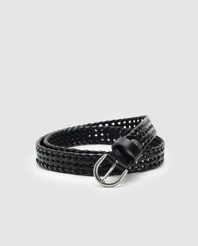  URBAN REVIVO - Thắt lưng nữ bản vừa đan tết khóa tròn 