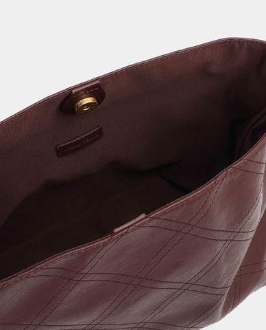  URBAN REVIVO - Túi đeo vai nữ chần chỉ phối dây xích 