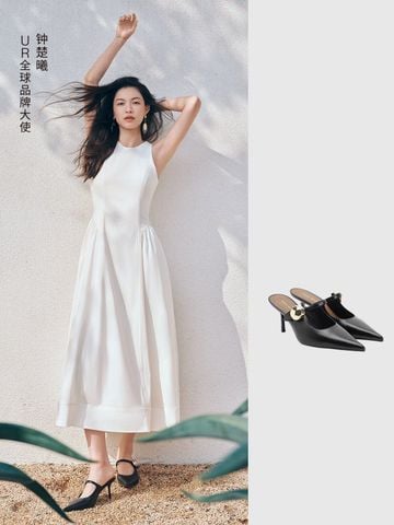  URBAN REVIVO - Giày mules cao gót nữ mũi nhọn 