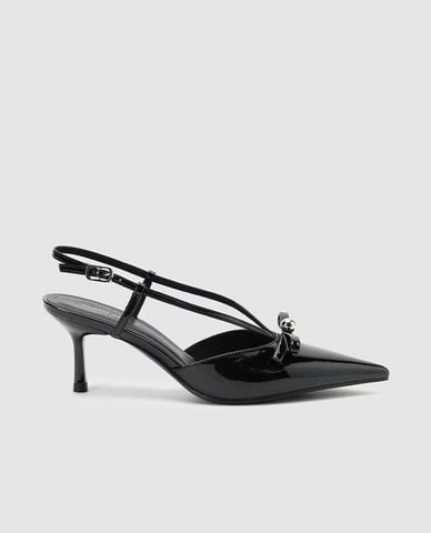  URBAN REVIVO - Giày sandals cao gót nữ bít mũi phối nơ 