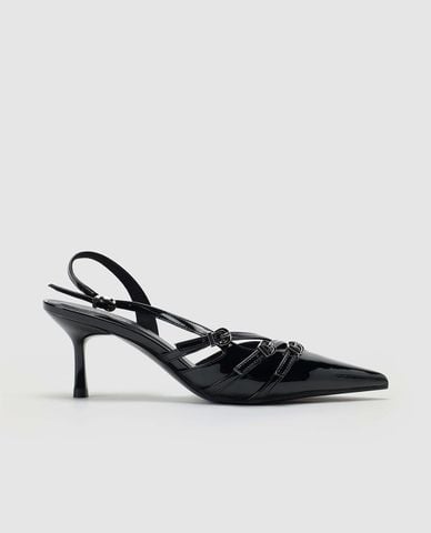  URBAN REVIVO - Giày sandals cao gót nữ mũi nhọn khóa cài 