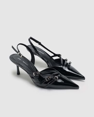  URBAN REVIVO - Giày sandals cao gót nữ mũi nhọn khóa cài 