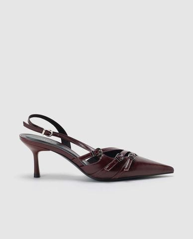  URBAN REVIVO - Giày sandals cao gót nữ mũi nhọn khóa cài 