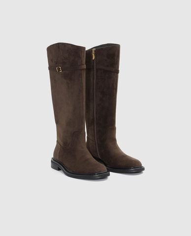  URBAN REVIVO - Giày boots nữ đế thấp phối đai khóa 