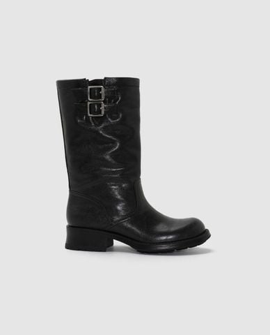  URBAN REVIVO - Giày boots nữ đế vừa cổ cao khóa đôi 
