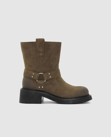  URBAN REVIVO - Boots đế cao nữ phối đai kim loại 
