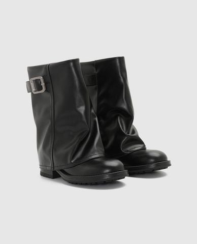  URBAN REVIVO - Giày boots nữ đế thấp phối khóa cài 