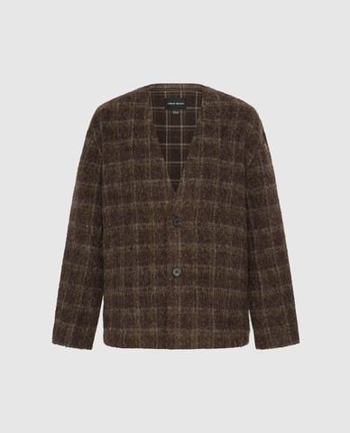 URBAN REVIVO - Áo khoác cardigan nam cổ V họa tiết kẻ ô 