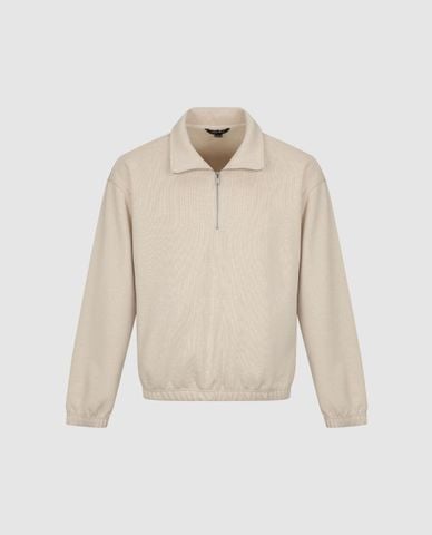 URBAN REVIVO - Áo sweatshirt nam cổ bẻ tay dài khóa kéo 