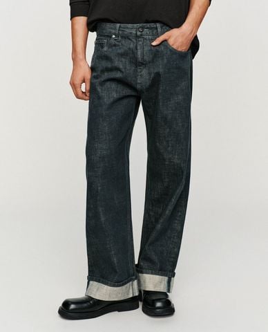 URBAN REVIVO - Quần jeans nam ống rộng gấu xắn 