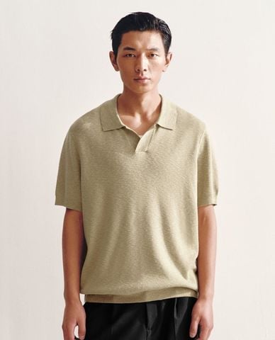  URBAN REVIVO - Áo polo nam dệt kim tay ngắn thời trang 
