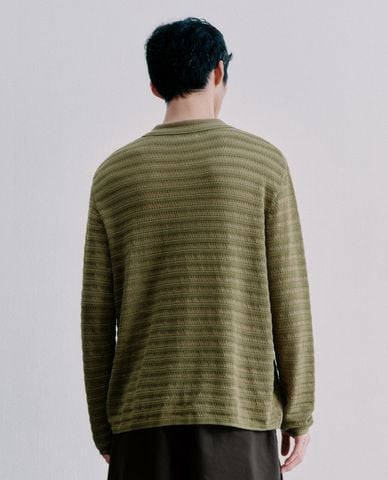  URBAN REVIVO - Áo dệt kim nam cổ bẻ tay dài hiện đại 