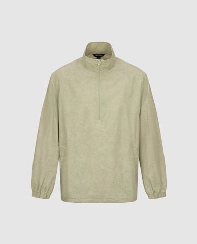  URBAN REVIVO - Áo thun nam cổ cao tay dài phối khóa kéo 