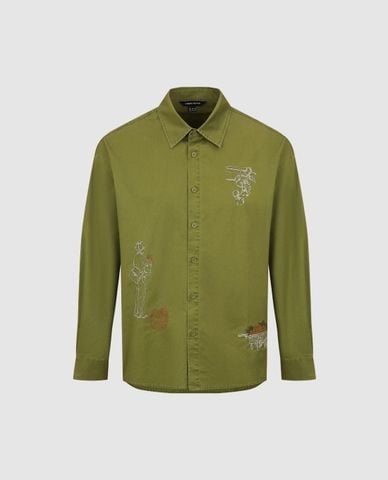  URBAN REVIVO - Áo sơ mi nam tay dài họa tiết nghệ thuật 