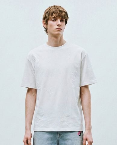  URBAN REVIVO - Áo thun nam cổ tròn tay ngắn 