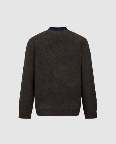  URBAN REVIVO - Áo khoác cardigan nam cổ V tay dài phối mảng màu 