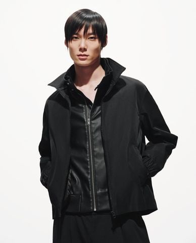  URBAN REVIVO - Áo khoác thể thao nam cổ cao khóa kéo 