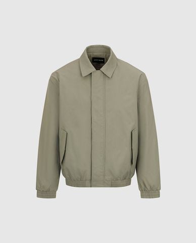  URBAN REVIVO - Áo khoác bomber nam cổ bẻ tay dài 