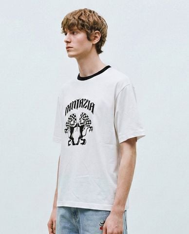  URBAN REVIVO - Áo thun nam cổ tròn tay ngắn in hình 