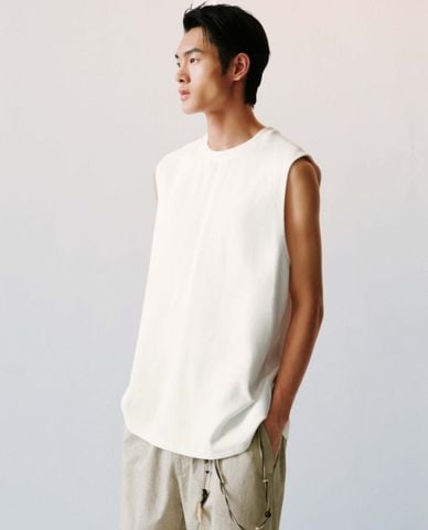  URBAN REVIVO - Áo sát nách nam cổ tròn tối giản 
