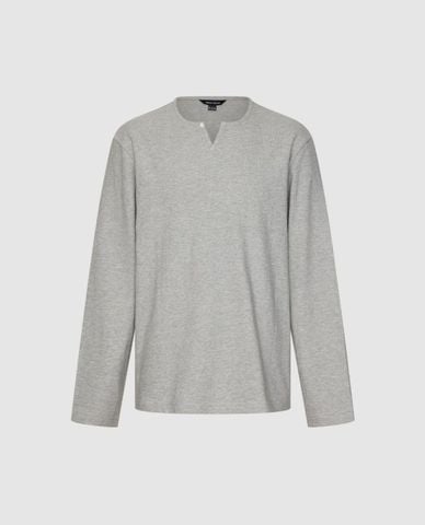  URBAN REVIVO - Áo thun nam cổ henley tay dài 