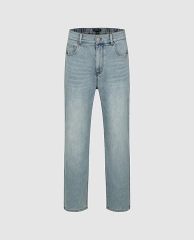  URBAN REVIVO - Quần jeans nam ống đứng lưng thun 